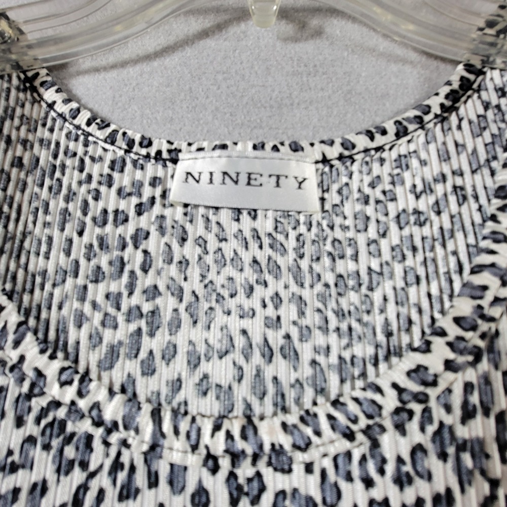 Ninety Shift Dress Womens Medium Black White Animal Print Excellent‎ Pleated